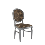 Chandelle Chair in Silver with Damask Taupe Seat Pad