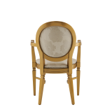 Chandelle Armchair in Gold with Damask Vanilla Seat Pad