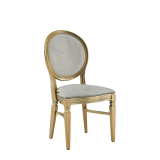 Chandelle Chair in Gold with Damask Vanilla Seat Pad