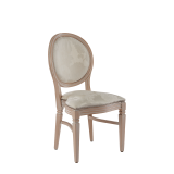 Chandelle Chair in Ivory with Damask Vanilla Seat Pad