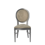 Chandelle Chair in Silver with Damask Vanilla Seat Pad