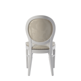 Chandelle Chair in White with Damask Vanilla Seat Pad