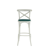 Coco Bar Stool in White with Emerald Seat Pad