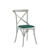 Coco Chair in White with Emerald Seat Pad