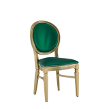 Chandelle Chair in Gold with Emerald Green Seat Pad