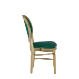 Chandelle Chair in Gold with Emerald Green Seat Pad