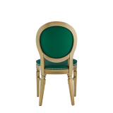 Chandelle Chair in Gold with Emerald Green Seat Pad