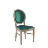 Chandelle Chair in Ivory with Emerald Green Seat Pad