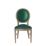 Chandelle Chair in Ivory with Emerald Green Seat Pad