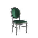 Chandelle Chair in Silver with Emerald Green Seat Pad