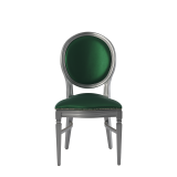 Chandelle Chair in Silver with Emerald Green Seat Pad