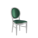 Chandelle Chair in White with Emerald Green Seat Pad