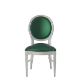 Chandelle Chair in White with Emerald Green Seat Pad