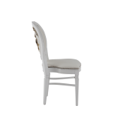 Chandelle Chair in White with Anastasia Collection Seat Pad Cold