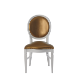 Chandelle Chair in White with Gold Seat Pad
