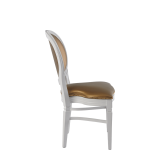 Chandelle Chair in White with Gold Seat Pad