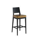 Porcino Bar Stool in Black with Gold Seat Pad