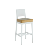 Porcino Bar Stool in White with Gold Seat Pad