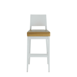 Porcino Bar Stool in White with Gold Seat Pad