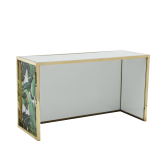 Unico Rectangular Bar with Gold Frame and Palm Leaf Print Panels