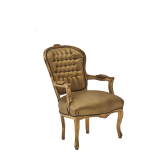 Louis Armchair in Gold with Gold Gilt Seat Pad