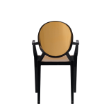 Louis Ghost Armchair in Black with Gold Vinyl Seat Pad