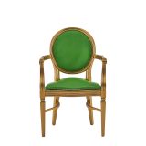 Chandelle Armchair in Gold with Green Seat Pad