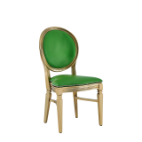 Chandelle Chair in Gold with Green Seat Pad