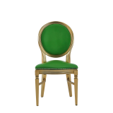 Chandelle Chair in Gold with Green Seat Pad