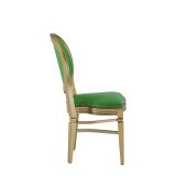 Chandelle Chair in Gold with Green Seat Pad