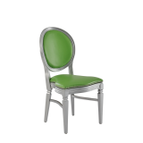 Chandelle Chair in Silver with Green Seat Pad