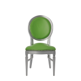Chandelle Chair in Silver with Green Seat Pad