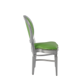 Chandelle Chair in Silver with Green Seat Pad