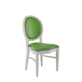 Chandelle Chair in White with Green Seat Pad