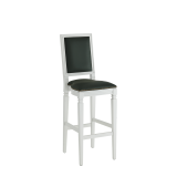 CKC Bar Stool in White with Hunter Green Seat Pad