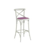 Coco Bar Stool in White with Icy Pink Seat Pad