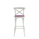 Coco Bar Stool in White with Icy Pink Seat Pad