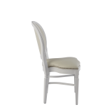 Chandelle Chair in White with Ivory Seat Pad