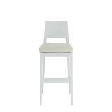 Porcino Bar Stool in White with Ivory Seat Pad
