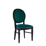 Chandelle Chair in Black with Jade Velvet Seat Pad