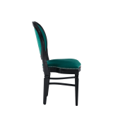 Chandelle Chair in Black with Jade Velvet Seat Pad