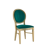 Chandelle Chair in Gold with Jade Velvet Seat Pad