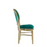 Chandelle Chair in Gold with Jade Velvet Seat Pad