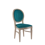 Chandelle Chair in Ivory with Jade Velvet Seat Pad