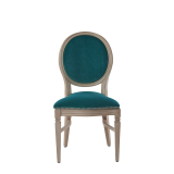 Chandelle Chair in Ivory with Jade Velvet Seat Pad