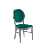 Chandelle Chair in Silver with Jade Velvet Seat Pad