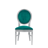 Chandelle Chair in Silver with Jade Velvet Seat Pad