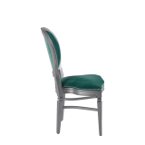 Chandelle Chair in Silver with Jade Velvet Seat Pad