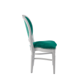 Chandelle Chair in White with Jade Velvet Seat Pad