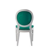 Chandelle Chair in White with Jade Velvet Seat Pad
